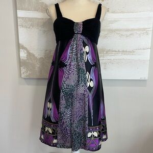 Single Dress Purple Silky Printed Dress size M